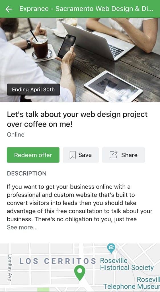 How a Nextdoor Offer looks in the Nextdoor mobile app.