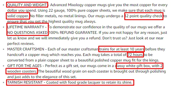 Amazon Listing Product Features