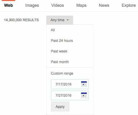 Bing Date Range Search