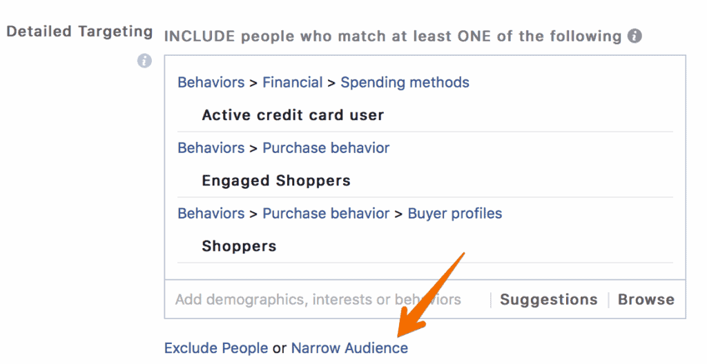 Facebook Advertising Narrow Targeting Option