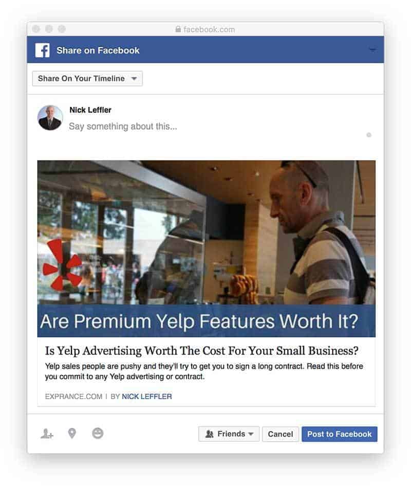 Facebook Sharing Window