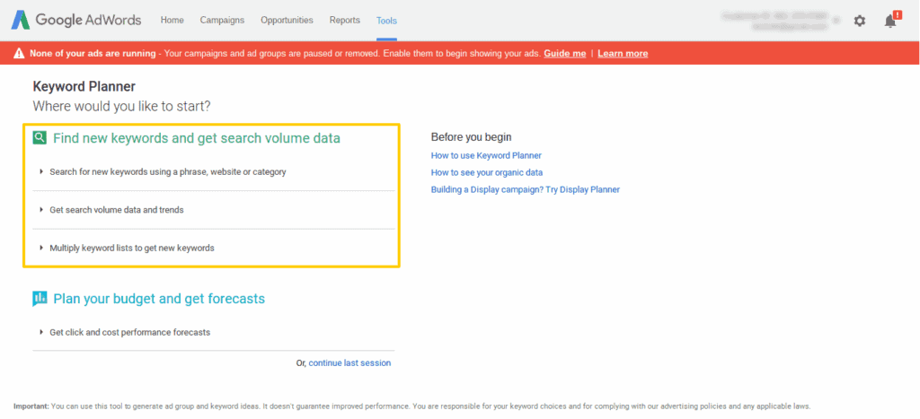 Google Keyword Planner