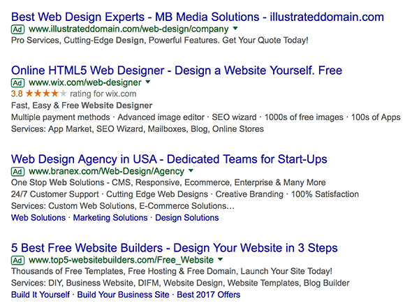 Google search ads block