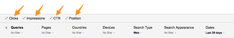 Google Search Console Analytics Options