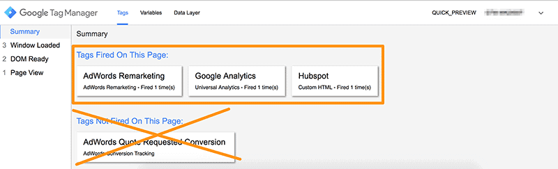 Google Tag Manager Debug