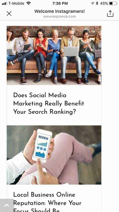 Instagram Link Landing Page Blog Posts