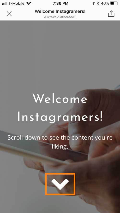 Instagram Link Landing Page Top