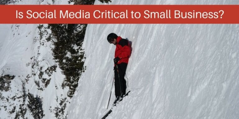 Is Social Media Critical To Small Businesses?|Facebook & Twitter Active Users|Instagram & Snapchat Active Users|Group standing around networking in a meeting room.|Spreadsheet on computer budgeting social media.