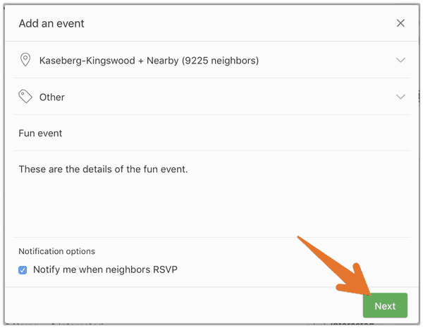 Nextdoor - Add Event First Screen