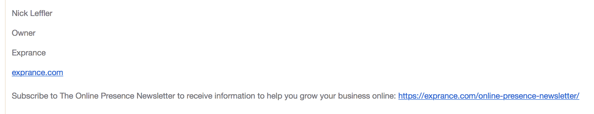 Nick Leffler Exprance Email Signature