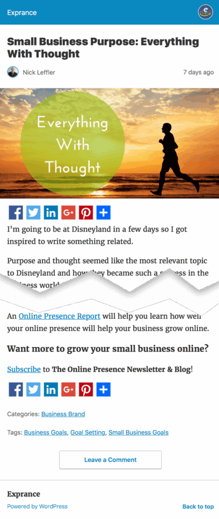 Online Presence Blog Post AMP Page