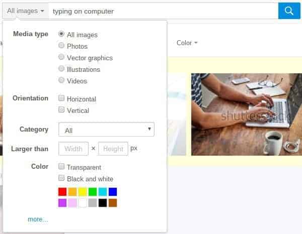 Pixabay Photo Filter Menu