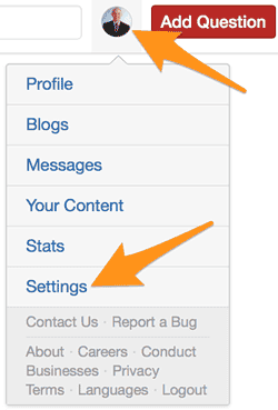 Quora Account Settings Access
