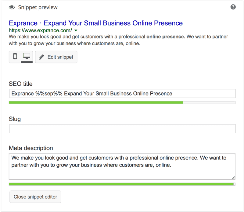 Yoast SEO Snippet Preview