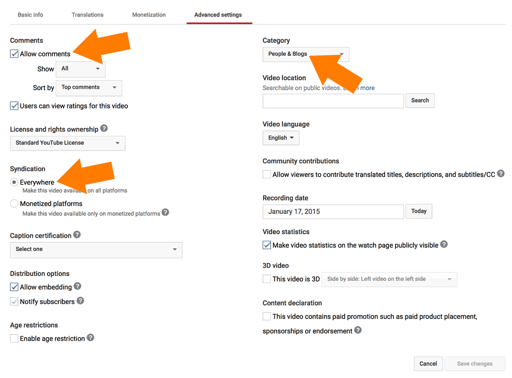 YouTube Advanced Settings