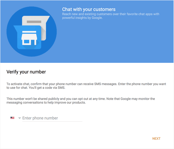 Google My Business Chat Verify Phone Number
