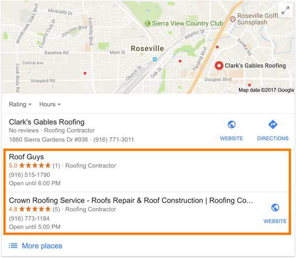 Google Search Roofers Business Listings