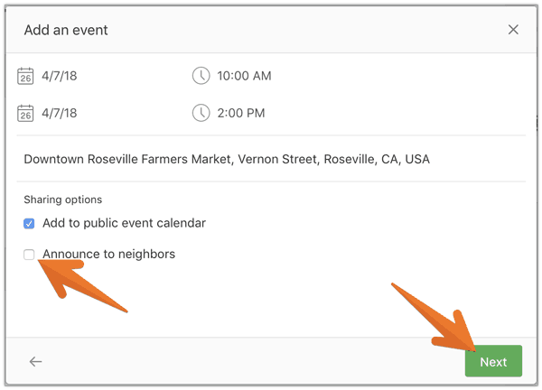 Nextdoor - Add Event Second Screen