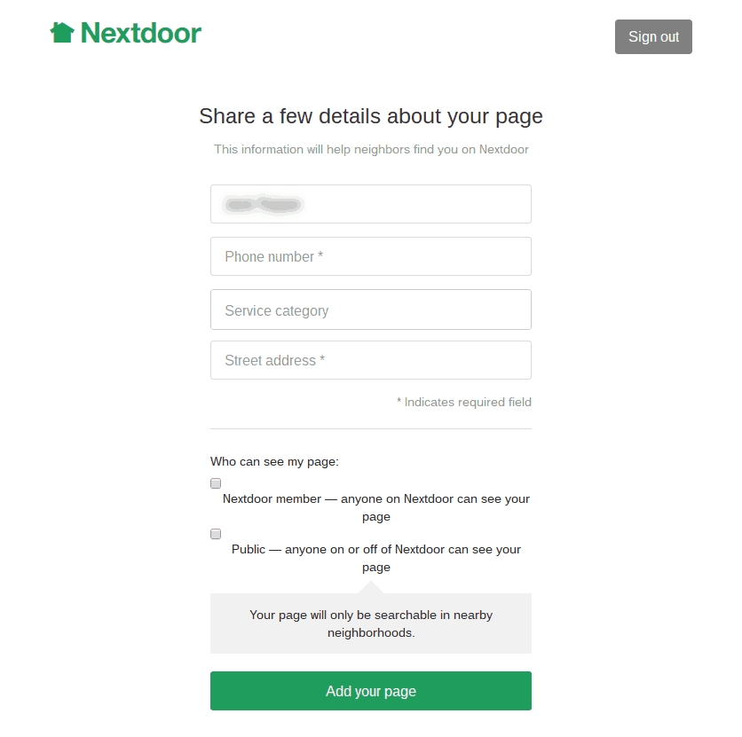 Nextdoor Claim Individual Business Page