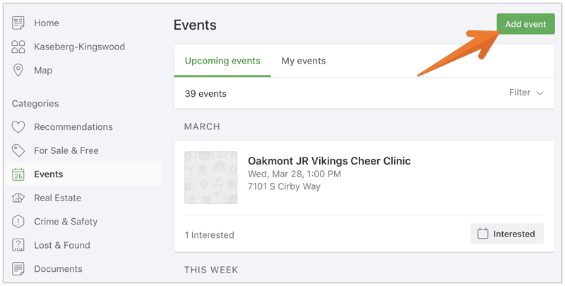 Nextdoor Events - Add Event